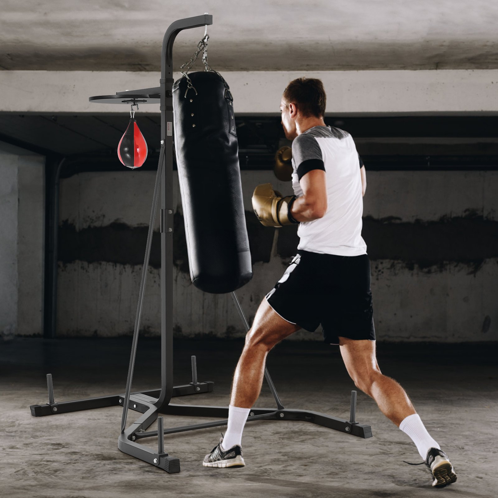 VEVOR 2 in 1 Punching Bag Stand, Steel Heavy Duty Workout Equipment ...
