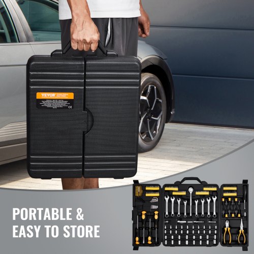 40-Piece SAE/Metric Socket Set With Ratcheting Wrenches, 1/4" & 3/8" Drive, 6-Point Hex Socket