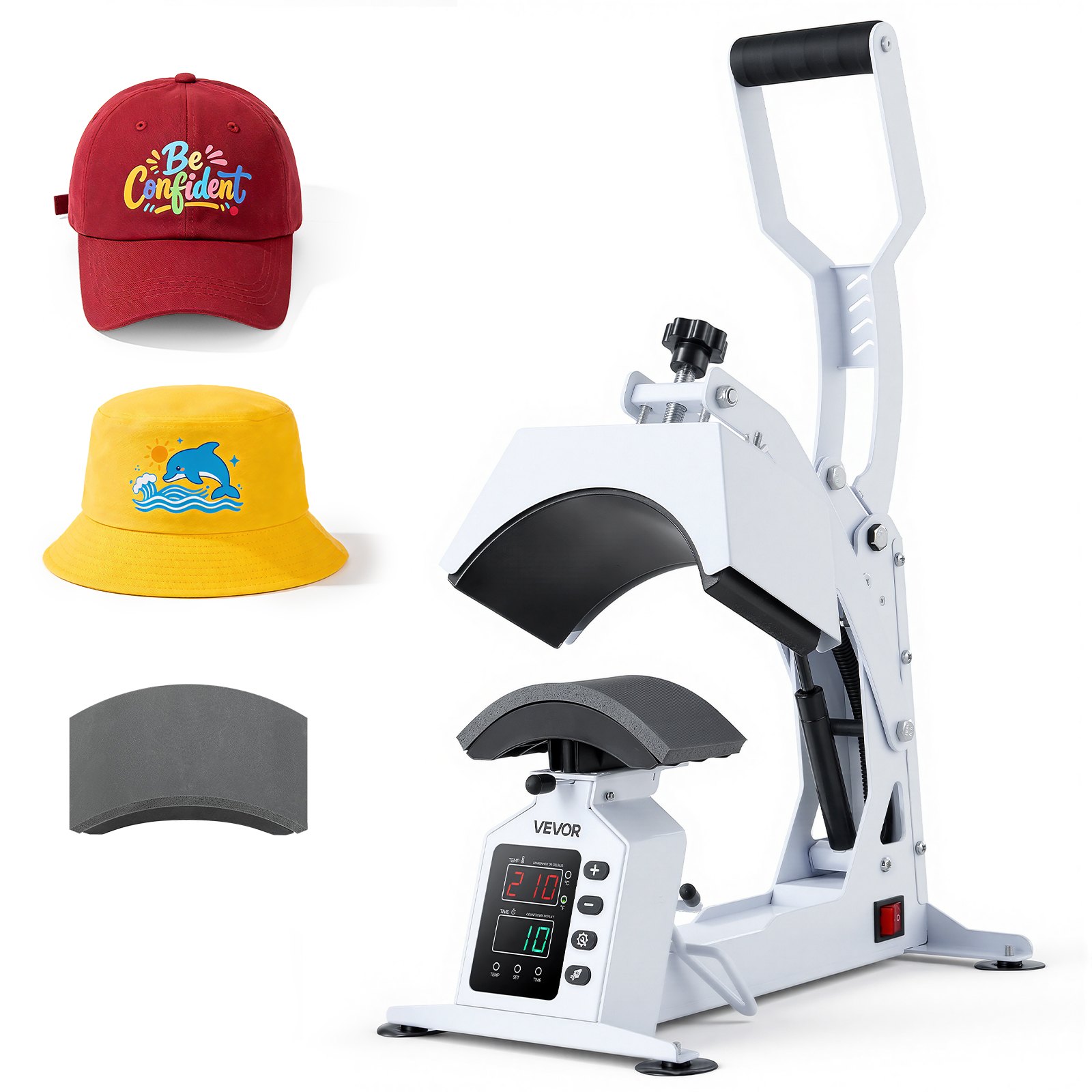 VEVOR Hat Heat Press Machine, with 2 Interchangeable Platens and Caps ...
