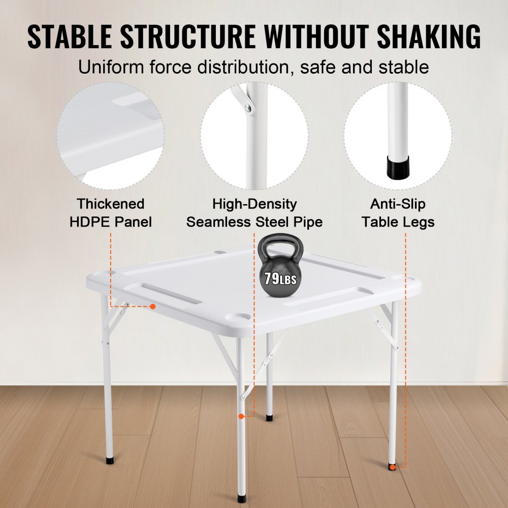 VEVOR Mahjong Table 4 Player Folding Card Table & Table Mat Cup Holder