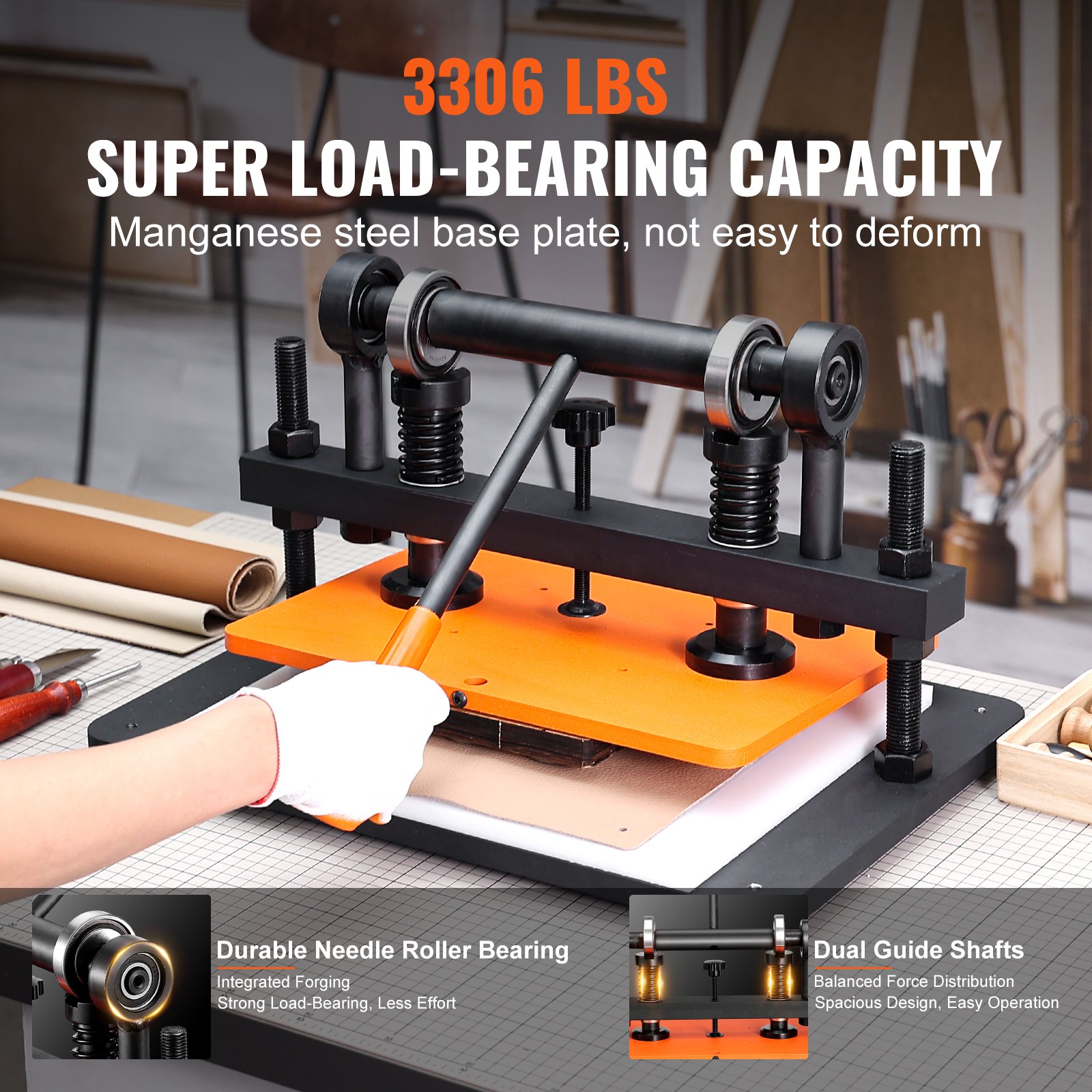 VEVOR Leather Cutting Machine, 14.2 x 10.2 in Embossing Plate Manual