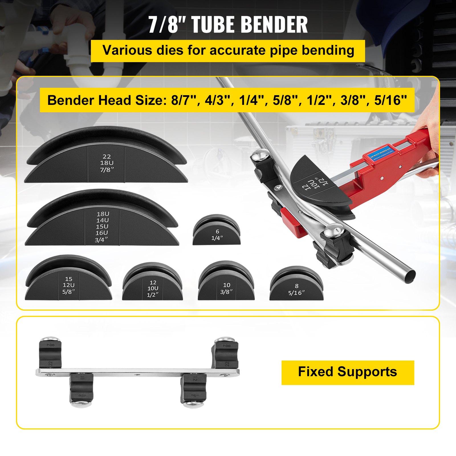 VEVOR Manual Tube Bender Kit 7 Heads 1/4 | VEVOR EU