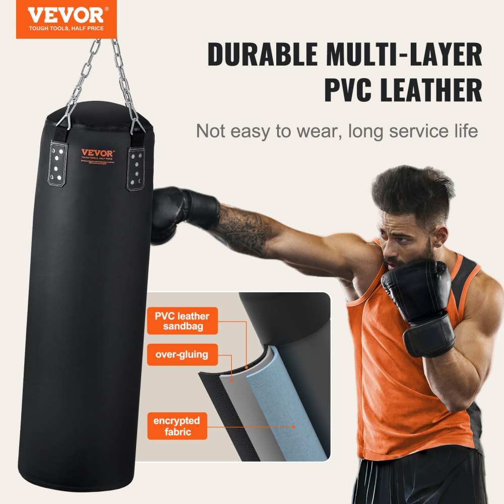 Boxing Goods VEVOR Punching Bag for Adults, 4ft PVC Heavy Boxing Bag Set, Punching ...