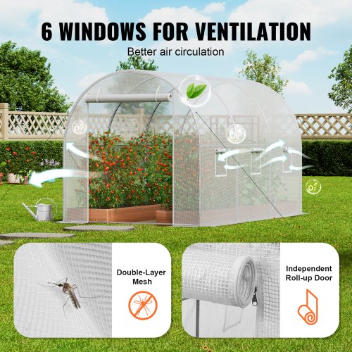 VEVOR Hoop House Greenhouse – 9.58x6.43x6.23ft, 6 windows