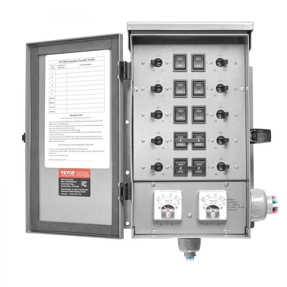 VEVOR 50A Manual Transfer Switch Kit for Generators