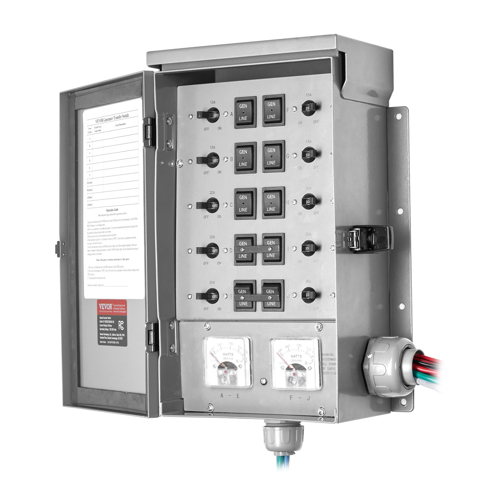 VEVOR 50A Manual Transfer Switch Kit for Generators