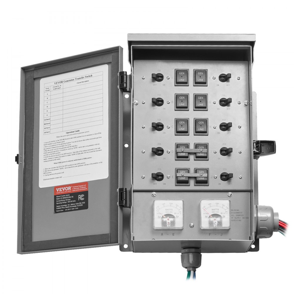 VEVOR Home Generator Transfer Switch — Safe and NEMA 3R Rated.