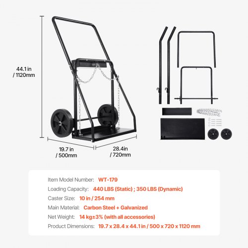 Dual Welding Cylinder Cart Oxygen Acetylene Tank Cart with 10" Solid ...