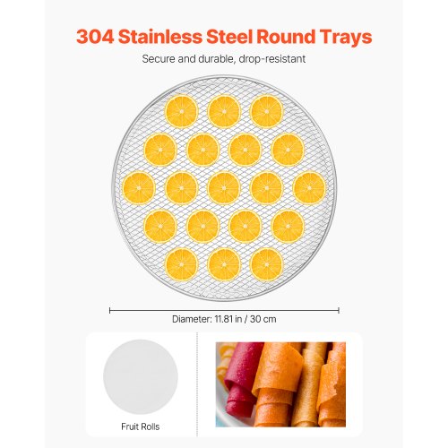 12 Trays Rotary Food Dehydrator Machine Stainless Steel 800W Jerky ...