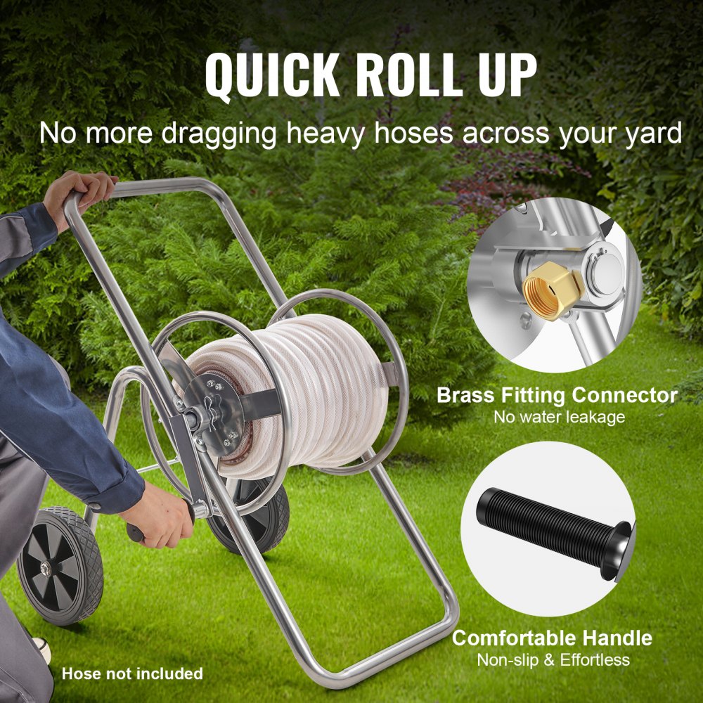 Carro Para Manguera De 1/2" Con Almacenamiento De Tuberías Para Un Riego Organizado Carrete De Manguera De Jardin Movil