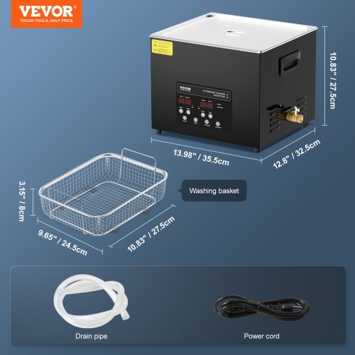 VEVOR Limpiador sónico VEVOR de 15 l, máquina de limpieza ultrasónica ...