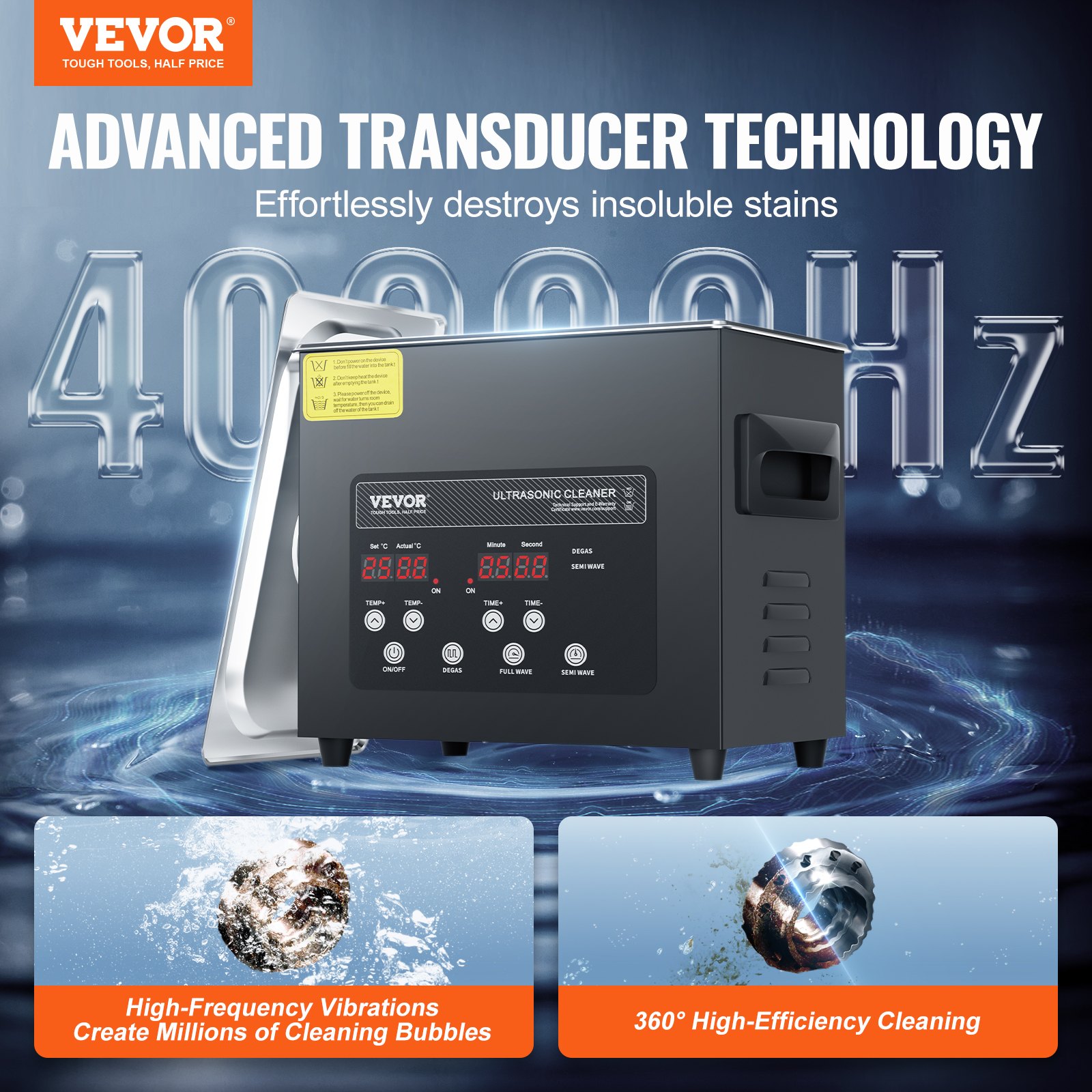 VEVOR Ultrasonic Cleaner 3L Cleaning Machine with Timer Heater & Basket ...