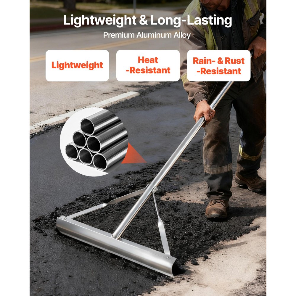 VEVOR Landscape Rake, 60 inch Handle 20 inch Wide Head, Large Heavy ...