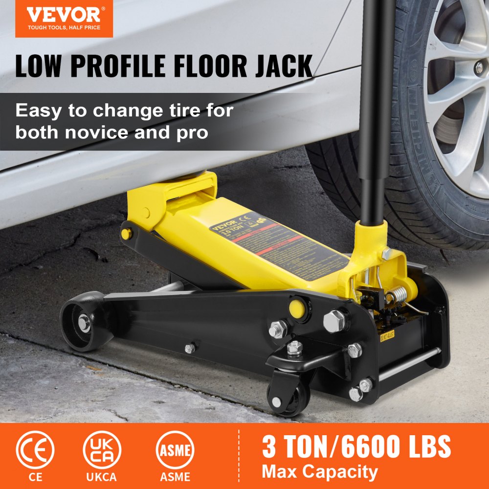 VEVOR VEVOR Floor Jack, 3 Ton Low Profile Floor Jack, Heavyduty Steel