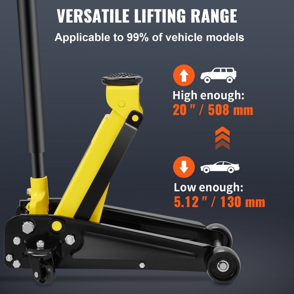 VEVOR Floor Jack, 3 Ton Low Profile Floor Jack, Heavyduty Steel Racing