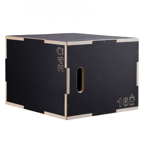 VEVOR 3 in 1 Plyometric Jump Box, 24/20/16 Inch Wooden Plyo Box