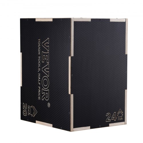 VEVOR 3 in 1 Plyometric Jump Box, 24/20/16 Inch Wooden Plyo Box