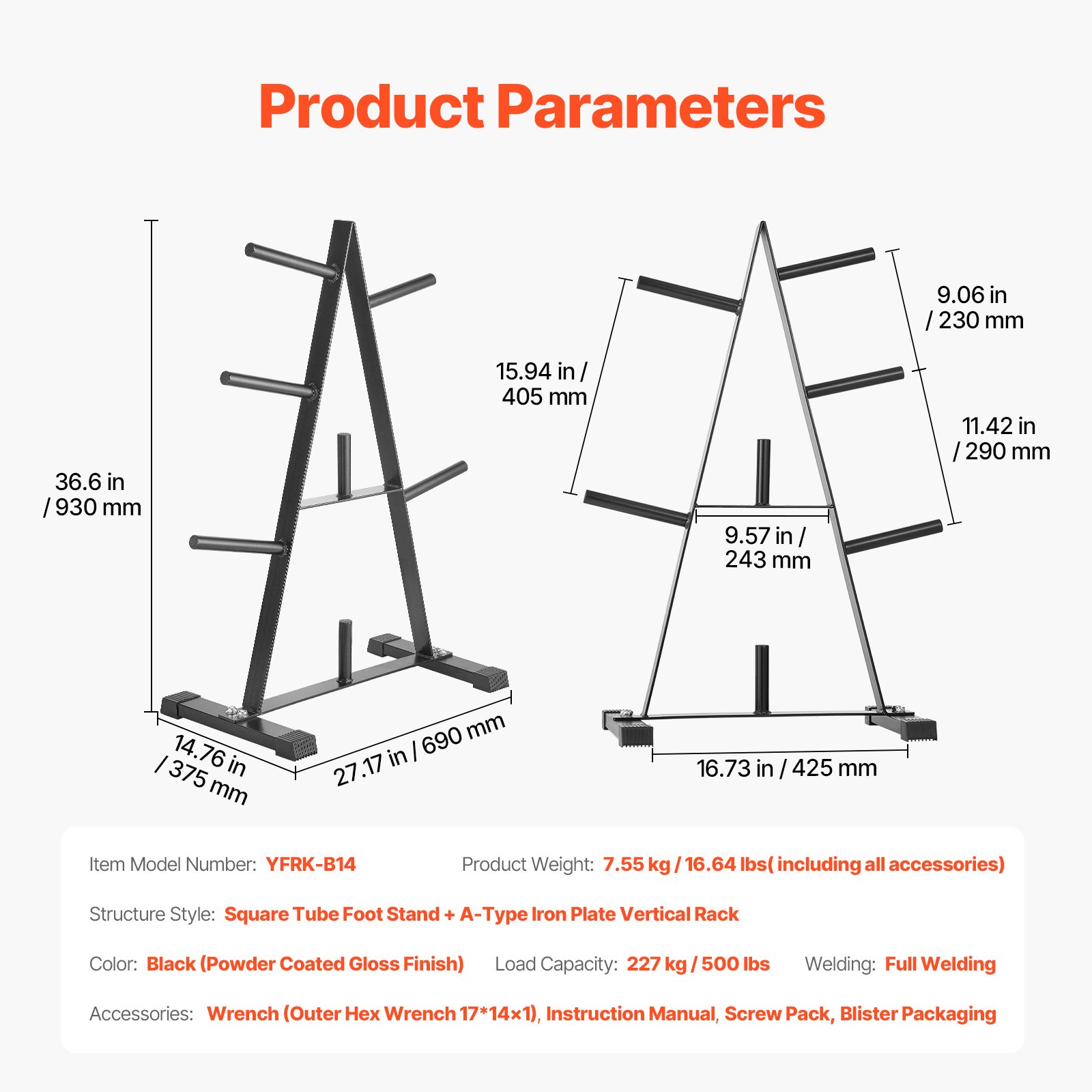 Weight Support Pattern Rack VEVOR A Frame Weight Rack – 500 lbs Capacity, 1-Inch Plates