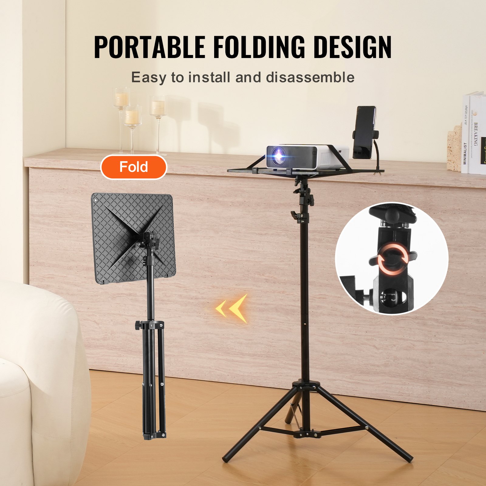 VEVOR Projector Stand, Projector Floor Stand Adjustable Height from 26. ...