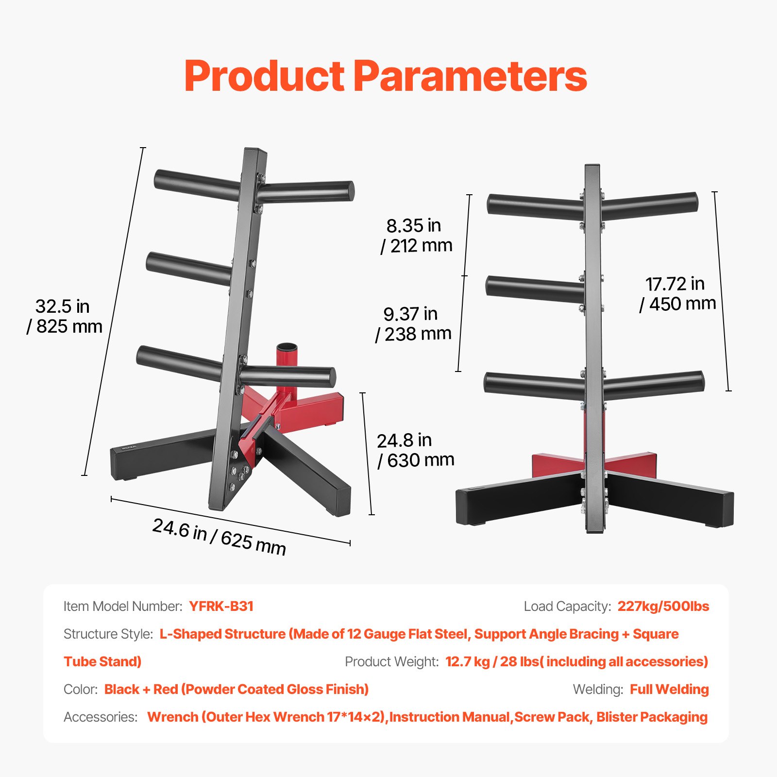 Weight Support Pattern Rack VEVOR Weight Plate Storage Rack — Sturdy and Space-Saving