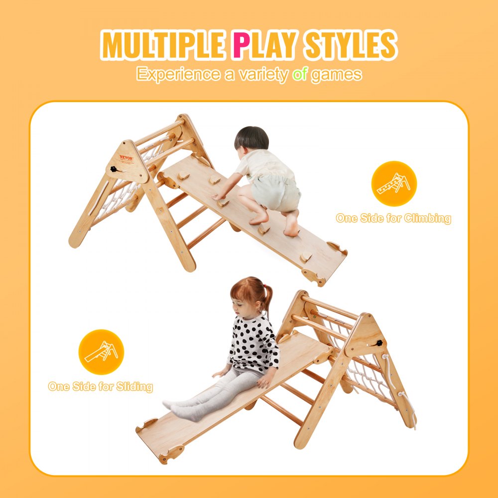 VEVOR Pikler Triangle Set, 4 in 1 Toddler Climbing Toys Indoor ...