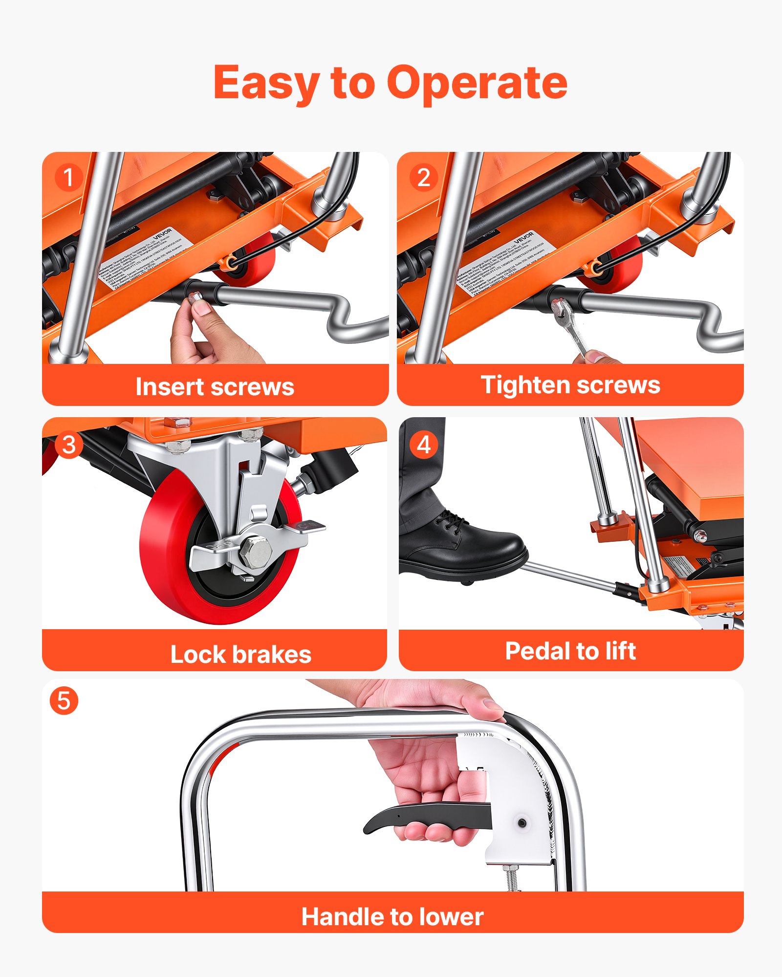 VEVOR Hydraulic Lift Table Cart, 330 lbs Capacity 50 in Lifting Height ...