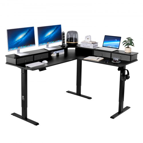 VEVOR Electric L Shaped Desk – 63 x 55.1 Inch, 200 LBS