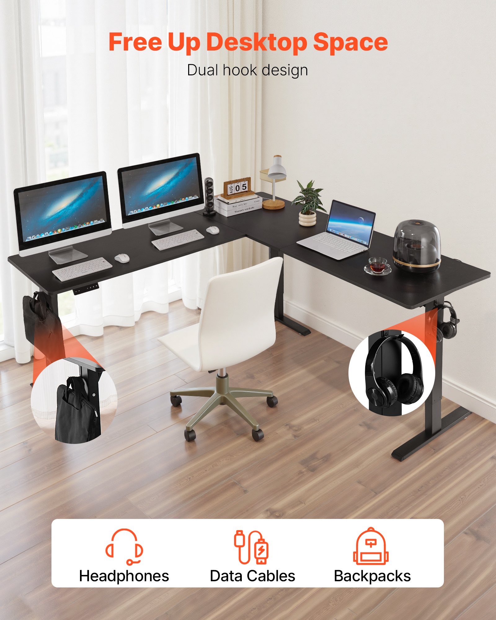 VEVOR L Shaped Electric Standing Desk – 70.9