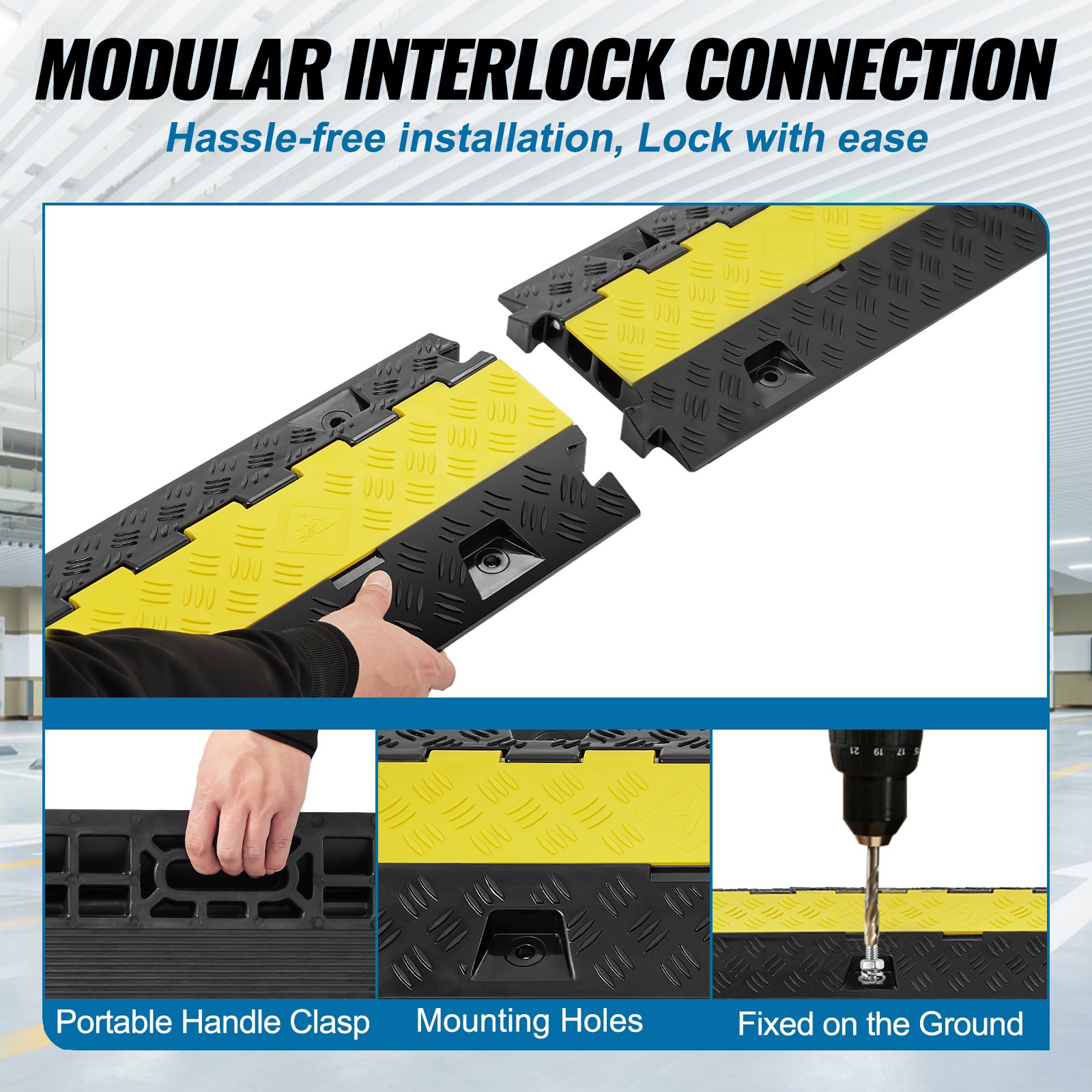 VEVOR 2 Channel Cable Protector Ramp 22000 lbs Load TPU Wire Cable ...