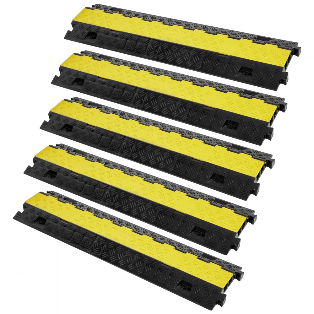 VEVOR 5 PCs Cable Protector Ramp, 2 Channel, 10000 kg/axle Capacity ...