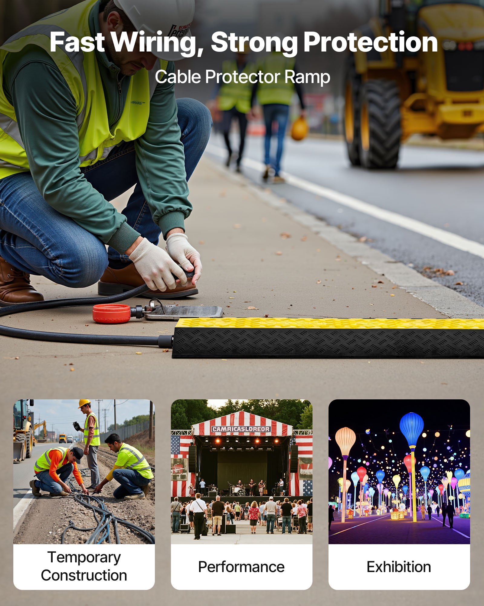 VEVOR 2 Channel Cable Protector Ramp - 22000lbs