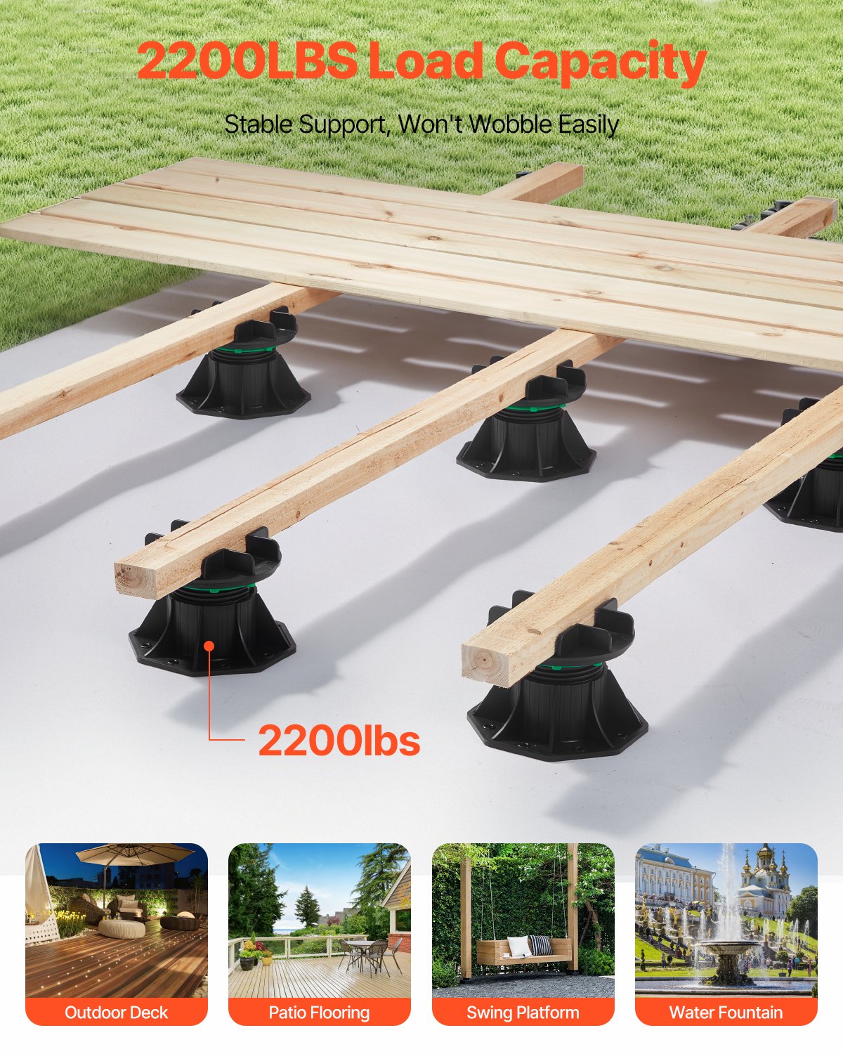 VEVOR Plastic Deck Blocks: Height Adaptable, Supports 220lbs