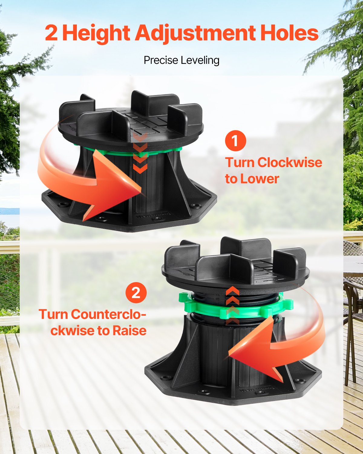 VEVOR Plastic Deck Blocks: Height Adaptable, Supports 220lbs