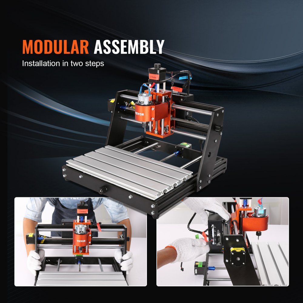 VEVOR CNC Router Machine, 60W, 3 Axis GRBL Control Wood Engraving ...