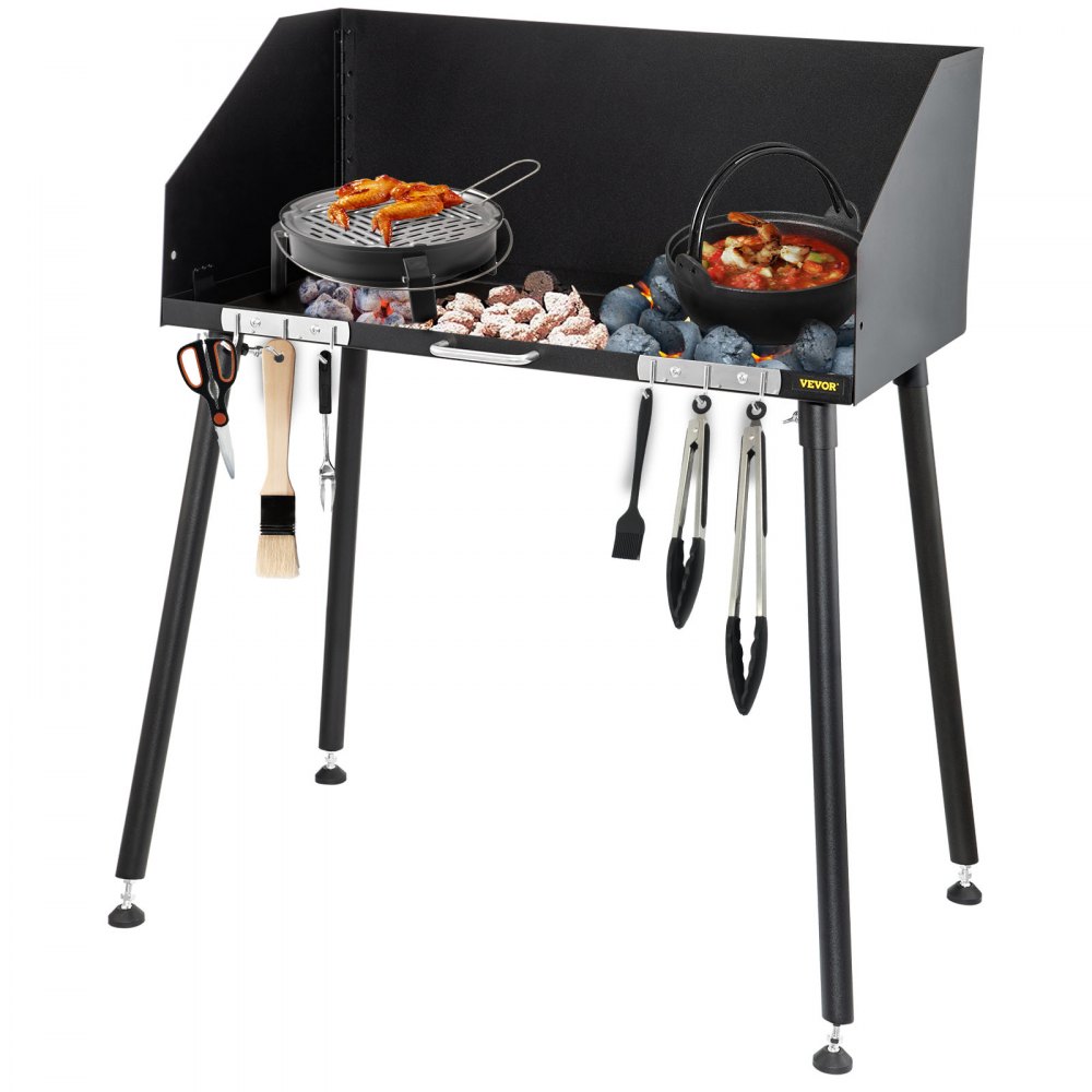 VEVOR Outdoor Cooking Table Carbon Steel Camp Cooking Table 38 x