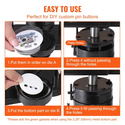 VEVOR Button Maker, 1/1.25/2.28 inch(25/32/58mm) 3-IN-1 Pin VEVOR Button Maker, 1/1.25/2.28 inch(25/32/58mm) 3-IN-1 Pin