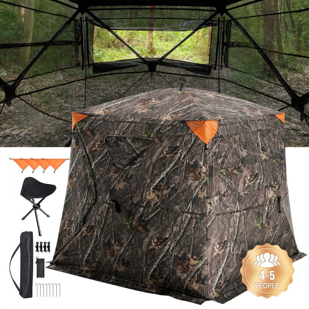 VEVOR Hunting Blind 270° See Through Ground Blind One-Way Mesh for 4-5 ...