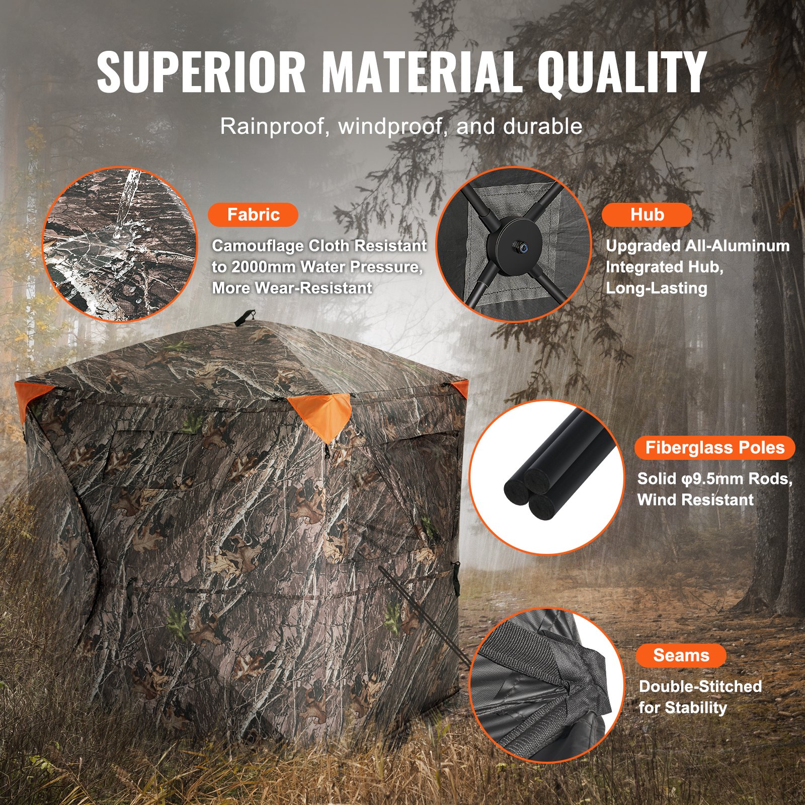 VEVOR Hunting Blind, 270° See Through Ground Blind, 2-3 Person Pop Up ...