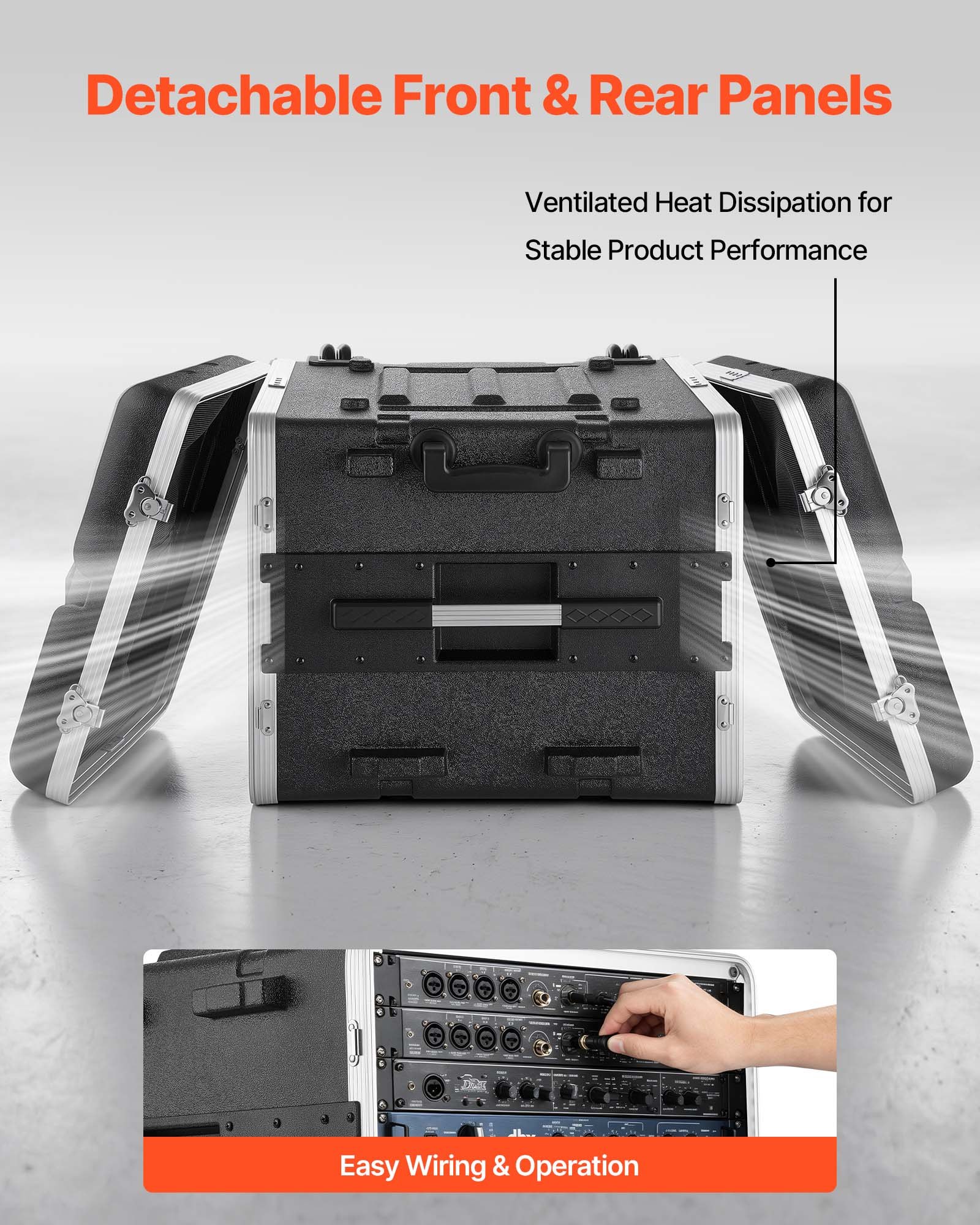 Retractable Server Rack VEVOR 8U Rack Case, Standard 19 in Depth, Rolling Server Cabinet with ...