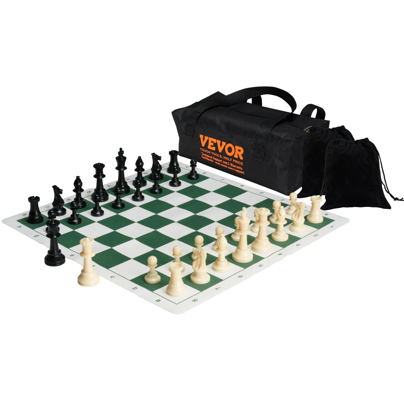 VEVOR Tournament Chess Set, 20 Inch Roll-Up Beginner Chess Board ...