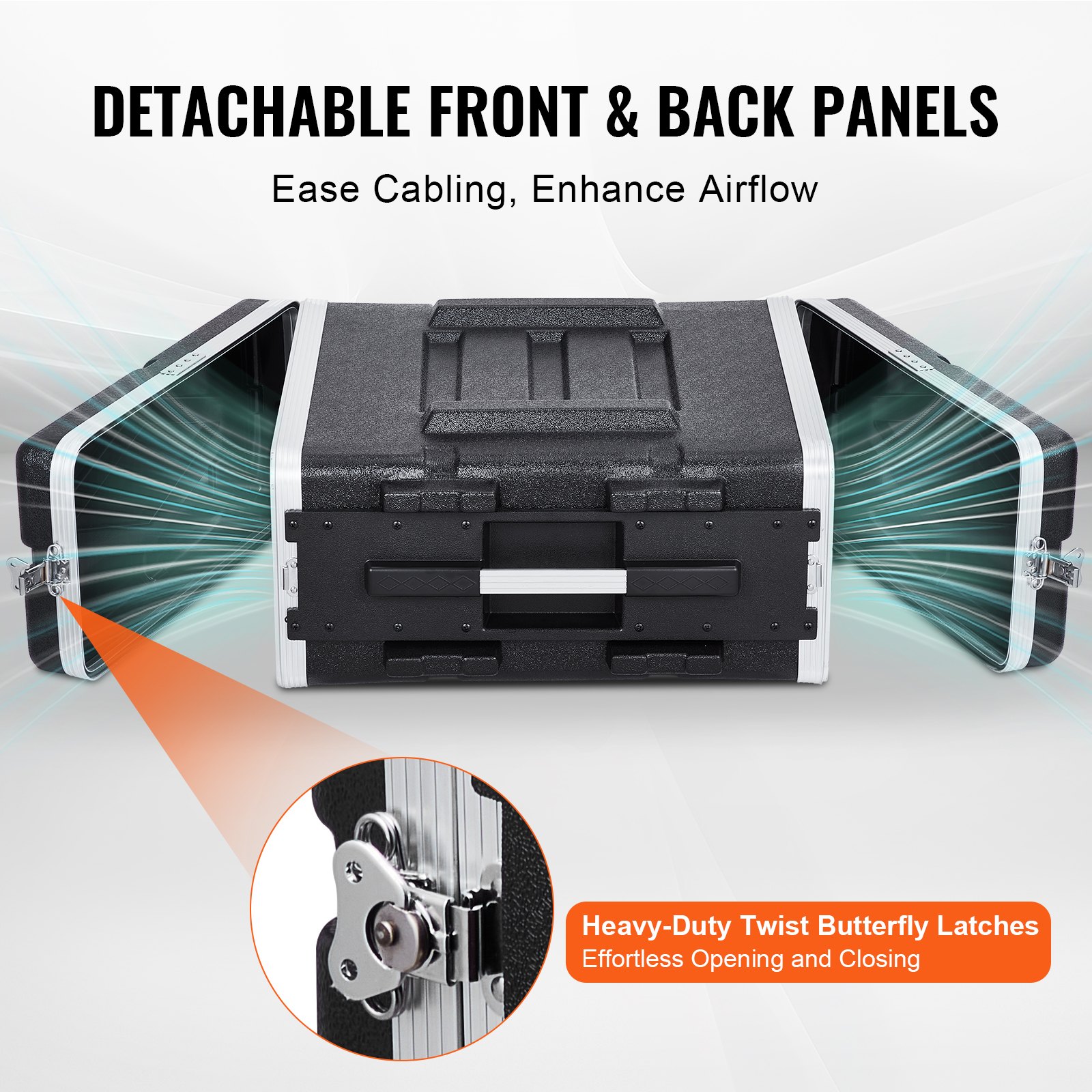 Twist Rack VEVOR 4U Case Rack – 19 Inch Depth, 2 Panels, 4 Latches