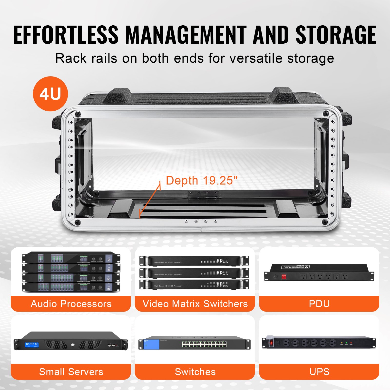 Twist Rack VEVOR 4U Case Rack – 19 Inch Depth, 2 Panels, 4 Latches
