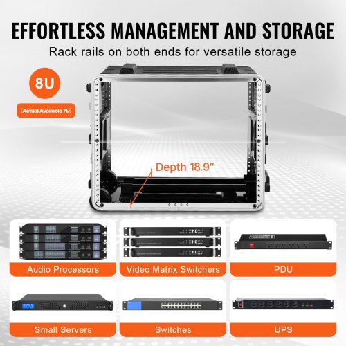 VEVOR 8U Rack Case Server Rack Cabinet 19 in Depth with ABS ...