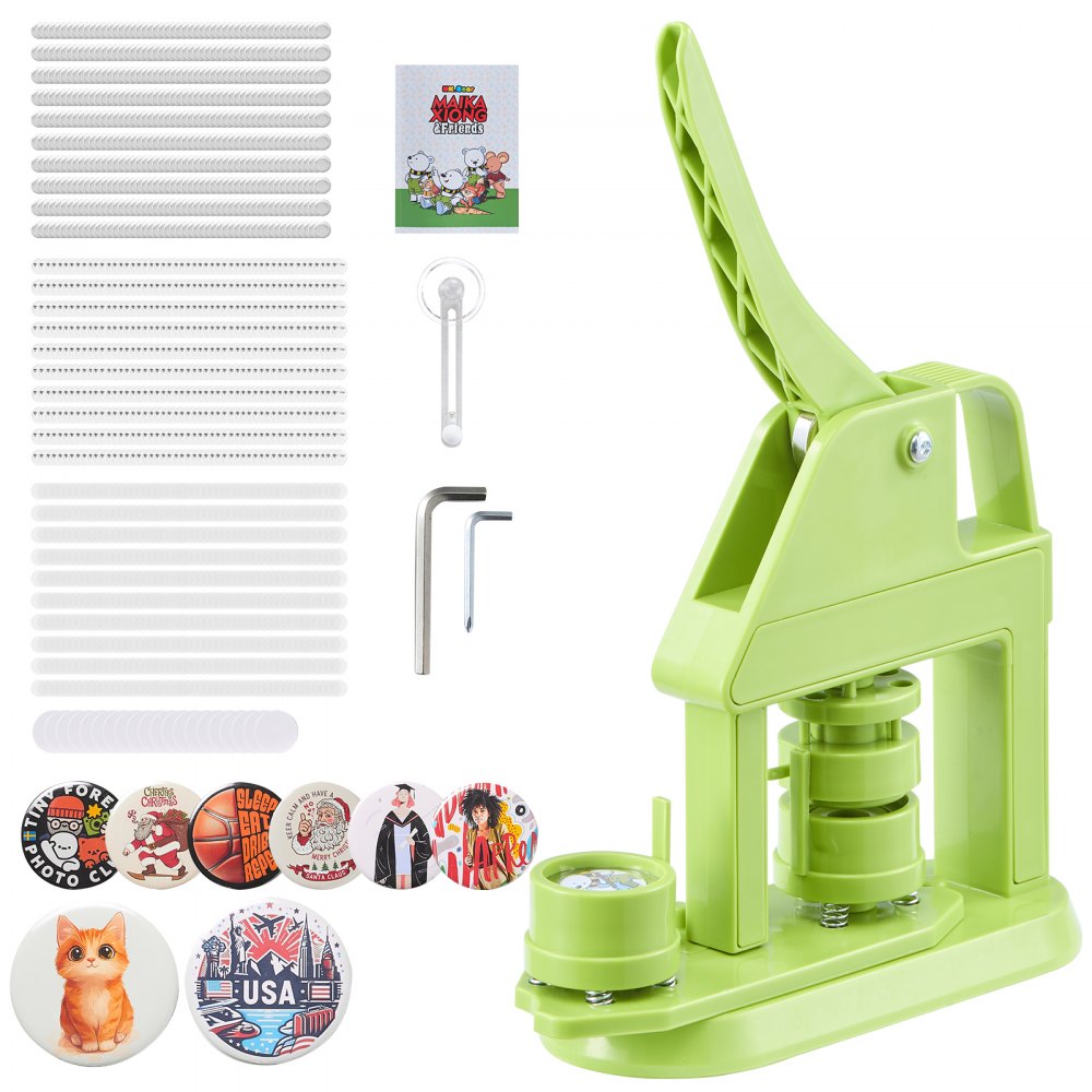 VEVOR Button Maker Machine, 1.26 in, Plastic Pin Maker with 500pcs ...