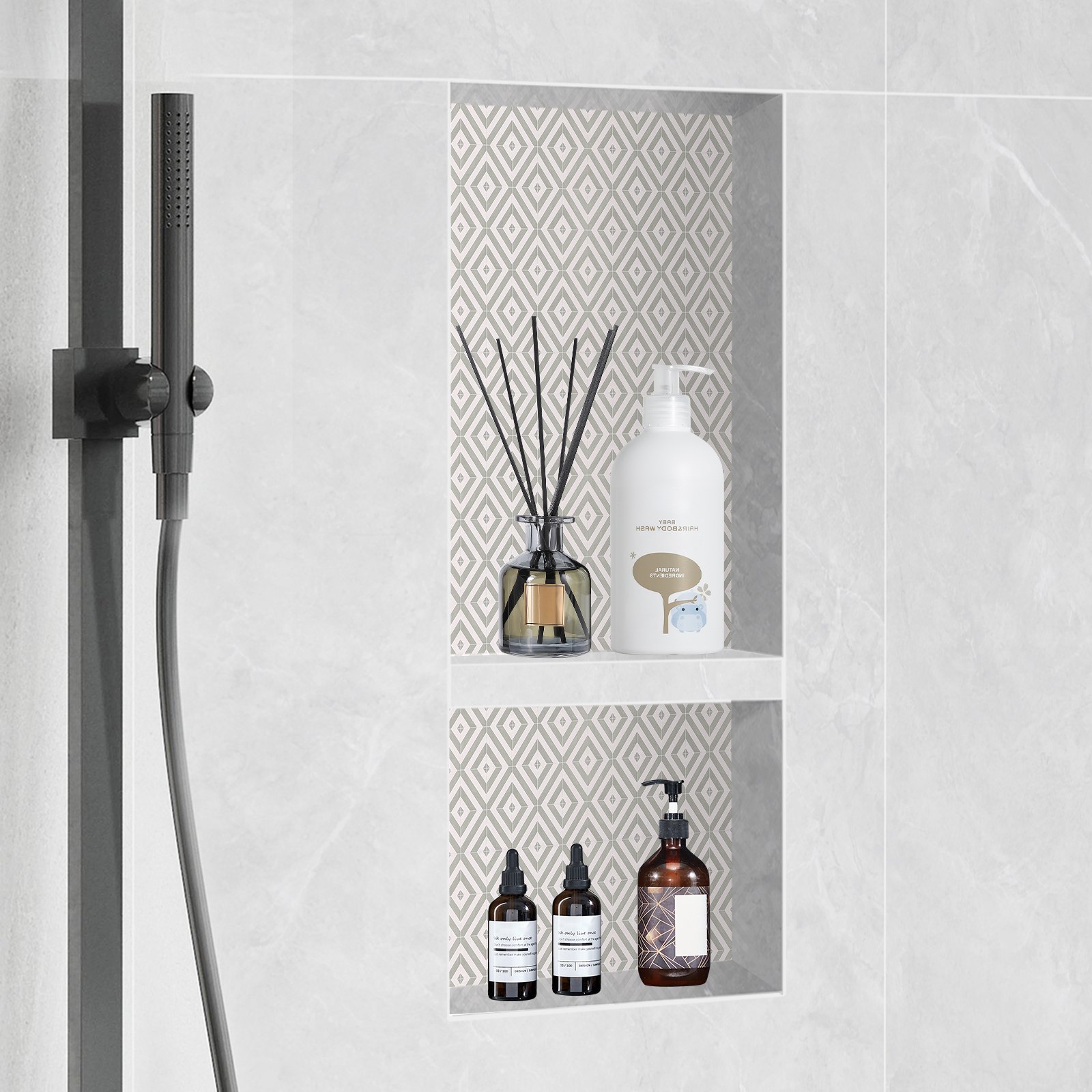 VEVOR Shower Niche Ready for Tile 16 x 24, Double Shelf Organizer, Square Corners Wall-inserted