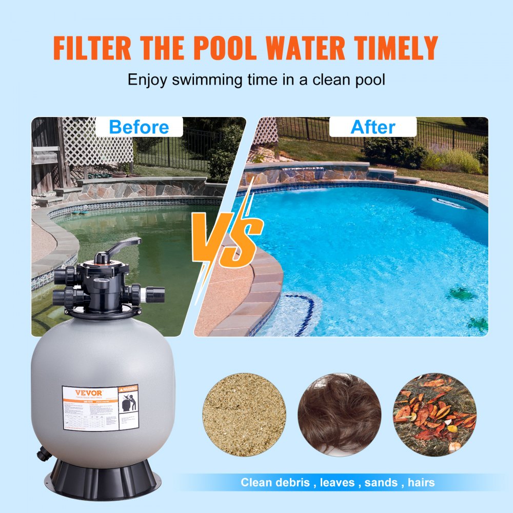 VEVOR Sand Filter, 22-inch, Up to 55 GPM Flow Rate, Above Inground ...