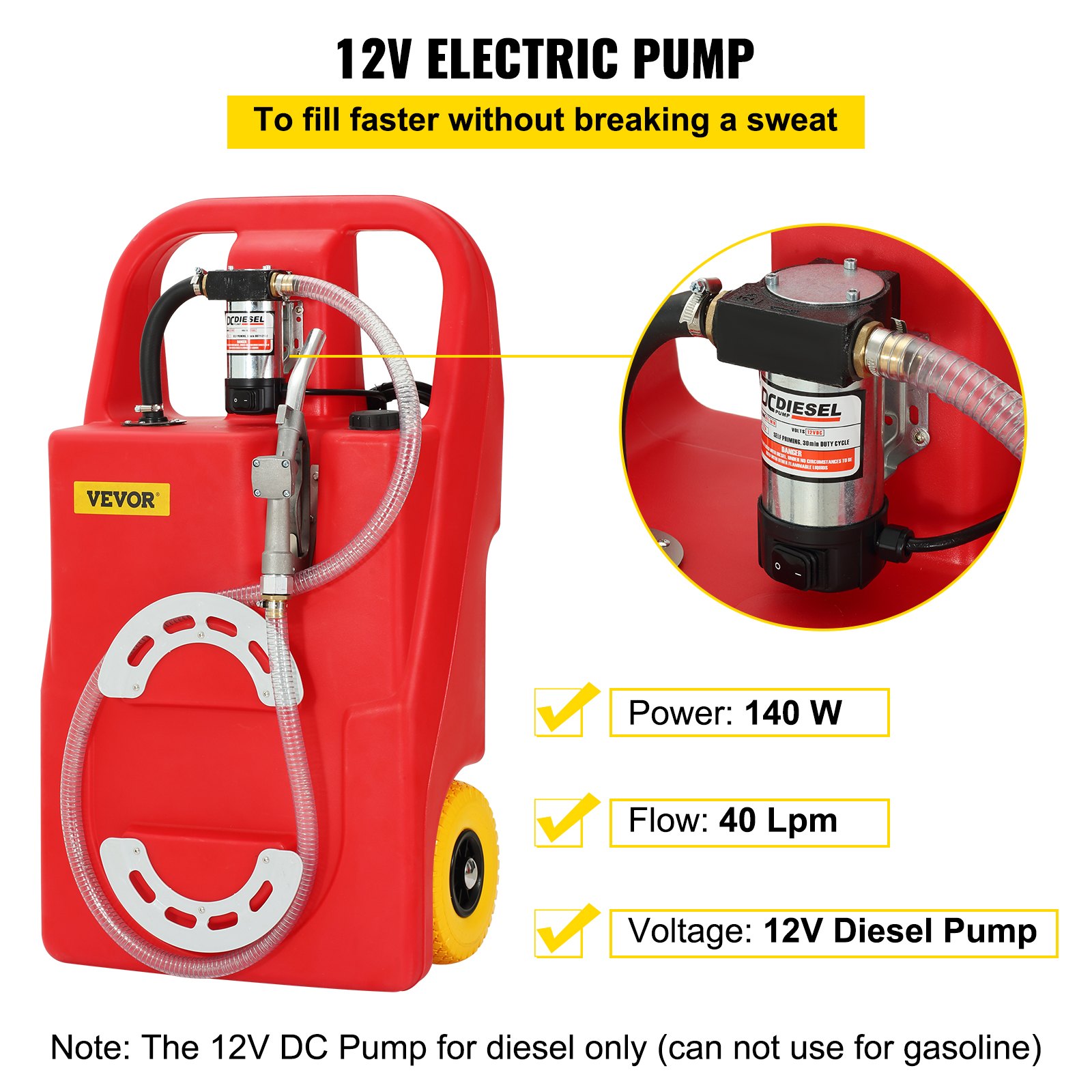 VEVOR Fuel Caddy, 32 Gallon, Portable Fuel Storage Tank On-Wheels, with ...