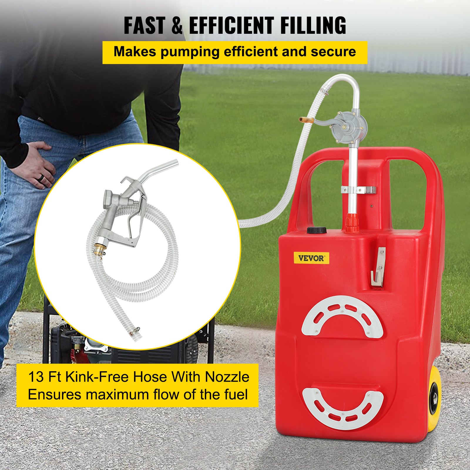 VEVOR Fuel Caddy, 25 Gallon, Portable Fuel Storage Tank On-Wheels, with ...