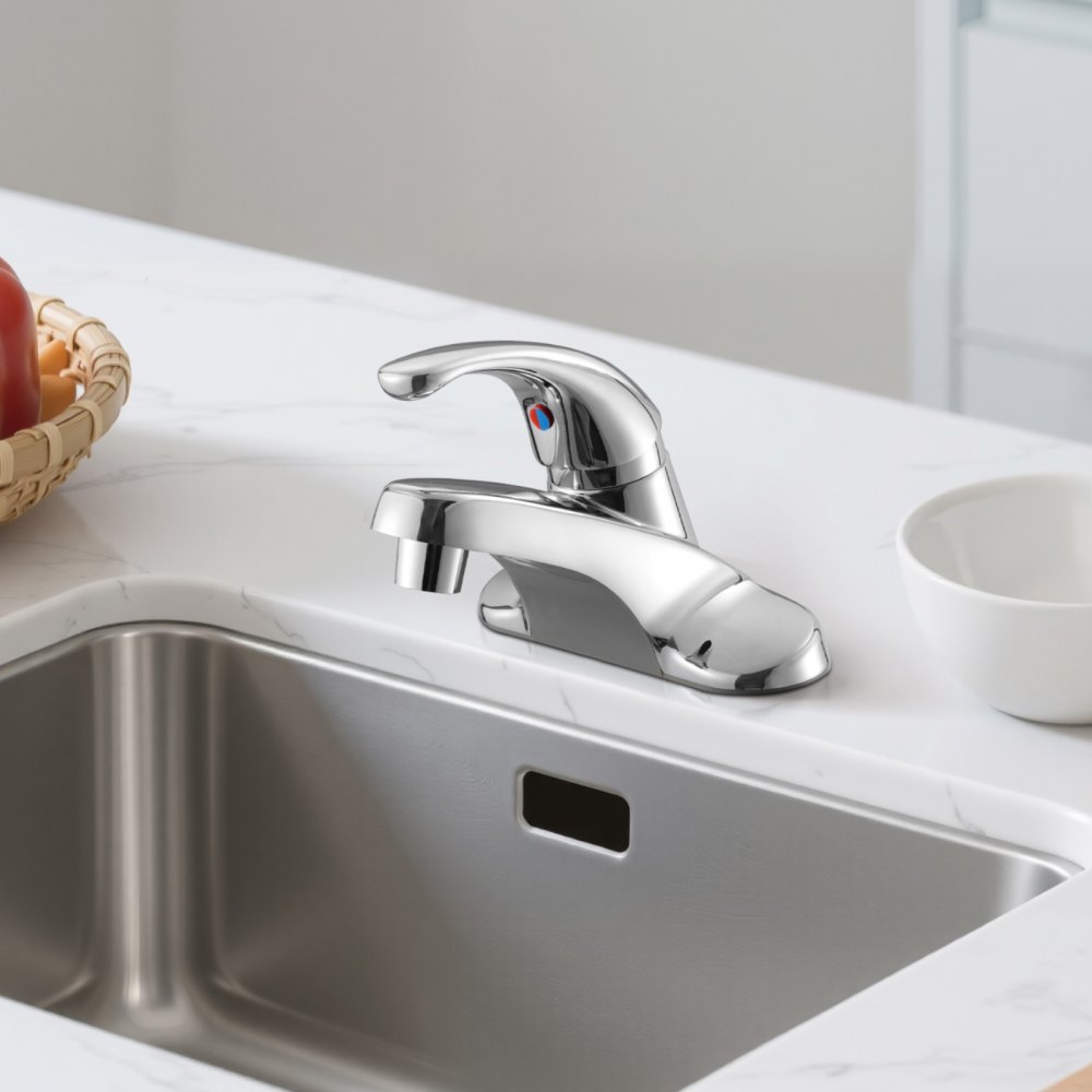 VEVOR Single Handle Sink Faucet, Chrome-Plated Silver Single Handle ...