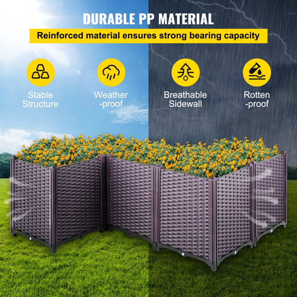 VEVOR Plastic Raised Garden Bed, Set of 5 Planter Grow Box, 20.5" H